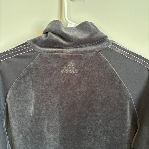 Adidas Women's Size Medium Sweater Velour Mock Neck Cropped Black Loungewear - Picture 2 of 10